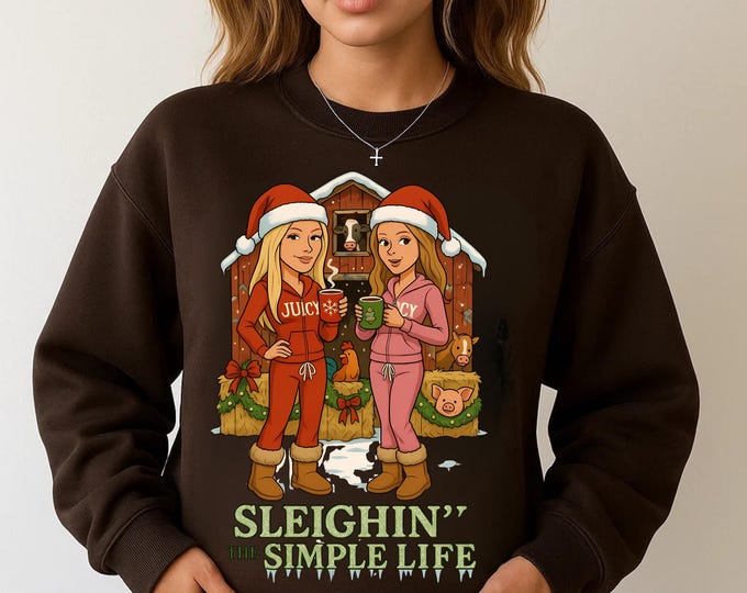 Sleighin' Simple Life Christmas Crewneck: Cozy Holiday Sweatshirt for Winter Comfort & Festive Fun