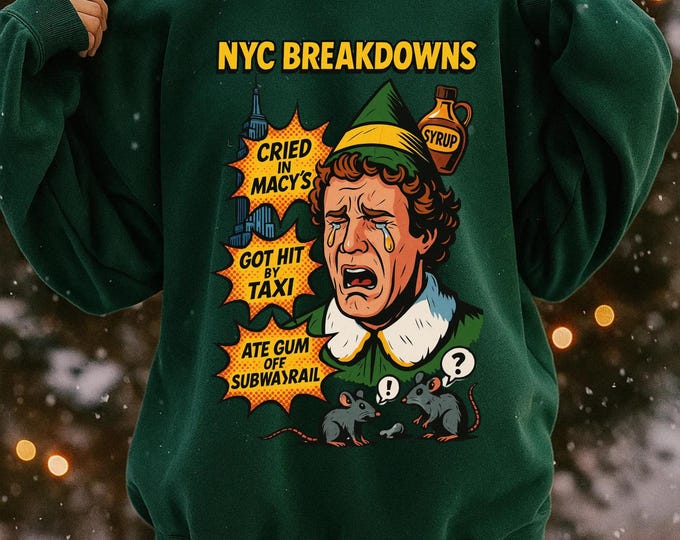 NYC Breakdown Funny Crewneck Sweatshirt - Unisex Holiday Humor Apparel for City Lovers