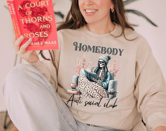Homebody Skeleton Crewneck Sweatshirt: Cozy Introvert Lounge Wear