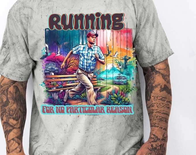 Parody Vibrant 90s Movie-Inspired Running Tee: Color Blast Design, Unisex Cotton, Iconic Film Tribute