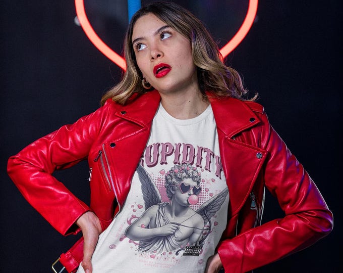 Parody Valentine's Day Cupid Unisex Tee: Bubble Gum Statue Michael Angelo Love Shirt Gift
