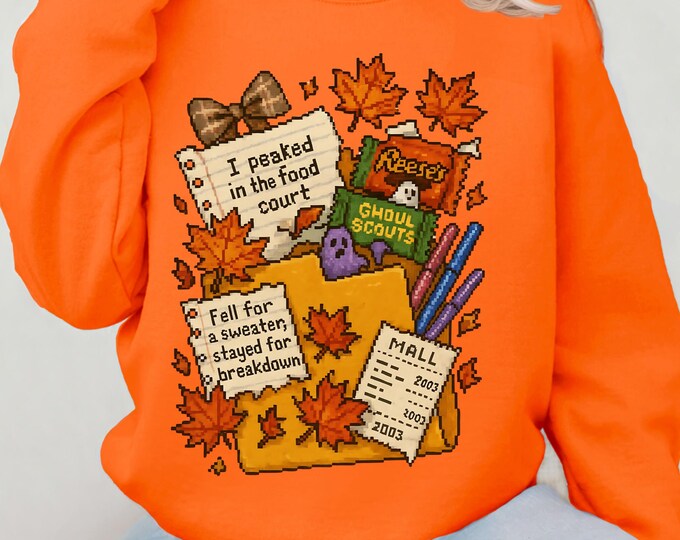Pixelated Cozy Autumn Crewneck Sweatshirt - Perfect Gift for Fall, Thanksgiving, Family Gatherings, Warm Sweater for Casual Wear, Seasonal