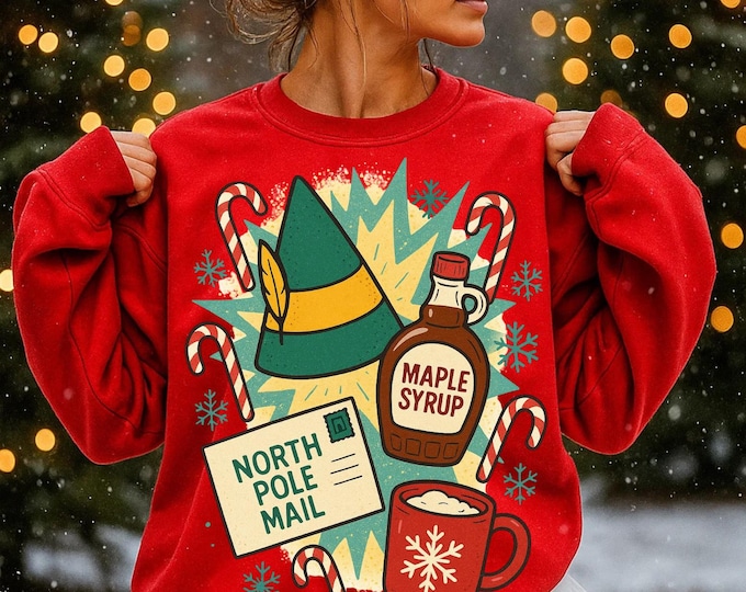 Elf Maple Syrup Crewneck Sweatshirt - Holiday Winter Apparel