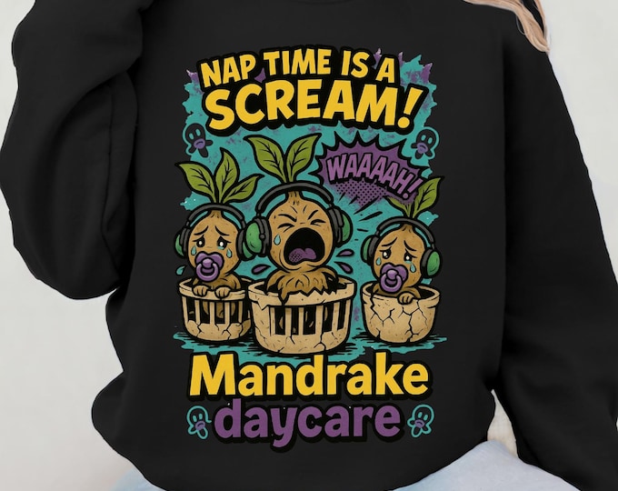 Mandrake Daycare Sweatshirt, Cozy Crewneck, Plant Lover Gift, Halloween Apparel, Folklore Magic