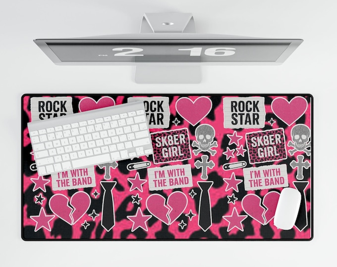 Parody Rock Star Desk Mats - Sk8er Girl Style, Office Decor, Gamer Accessories, Unique Gifts, Music-Themed Desk Accessories