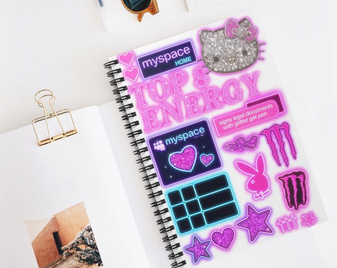 Parody Vibrant Glitter Spiral Notebook: Creative Journaling, School Supplies, Nostalgic Gift Idea