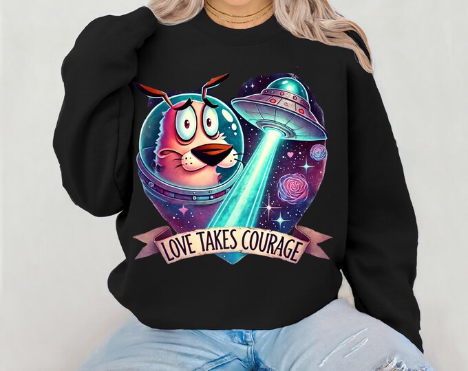 Embroidered 'Love Takes Courage' Sweatshirt: Cozy Valentine's Jumper