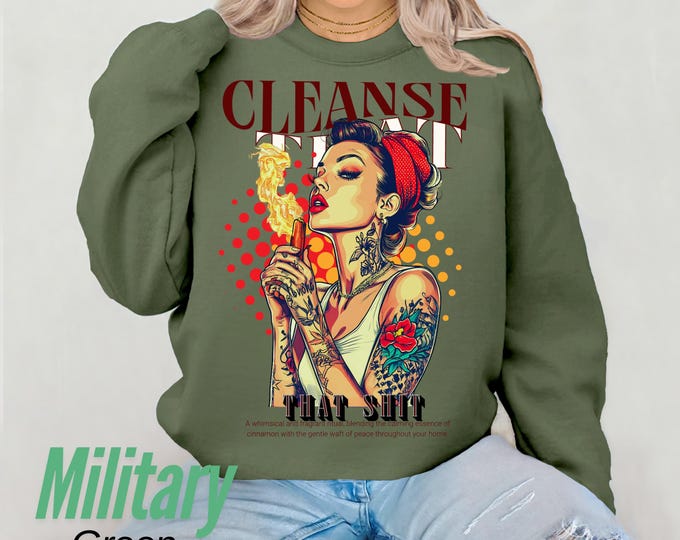 Parody Cinnamon Ritual Manifestation Sweatshirt: Wiccan Hippie Unisex Garment-Dyed Pullover for Cleansing