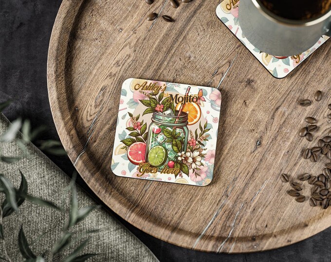 Parody Custom Tropical Mojito Coasters: Personalized Barware for Summer Parties & Cocktail Enthusiasts