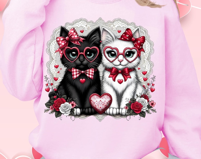 Coquette Valentine's Kittens Sweatshirt: Cat Lover Gift