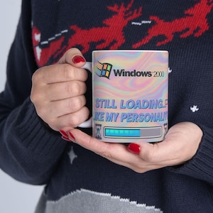 Nostalgic 90s Windows Mug: Retro Computer Design for Tech Lovers, Unique Geek Birthday Gift