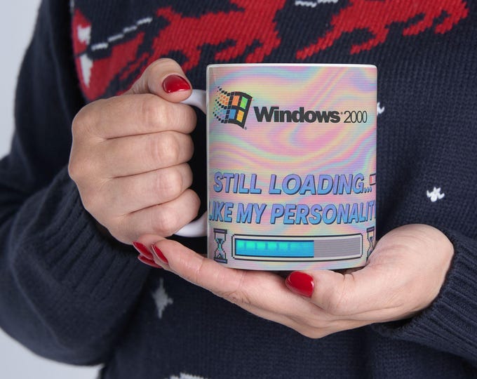 Nostalgic 90s Windows Mug: Retro Computer Design for Tech Lovers, Unique Geek Birthday Gift