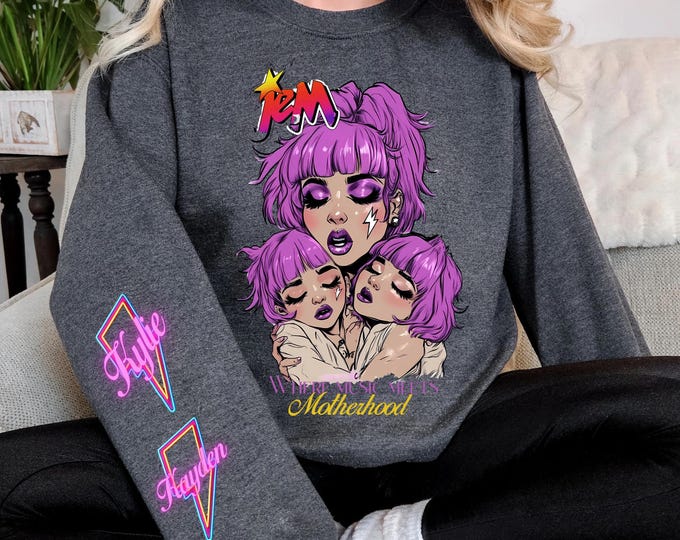 Retro 80s Cartoon Sweatshirt, Personalizable Jem and the Holograms Parody Apparel, Unisex Crewneck, Customizable Pullover, Vintage Style