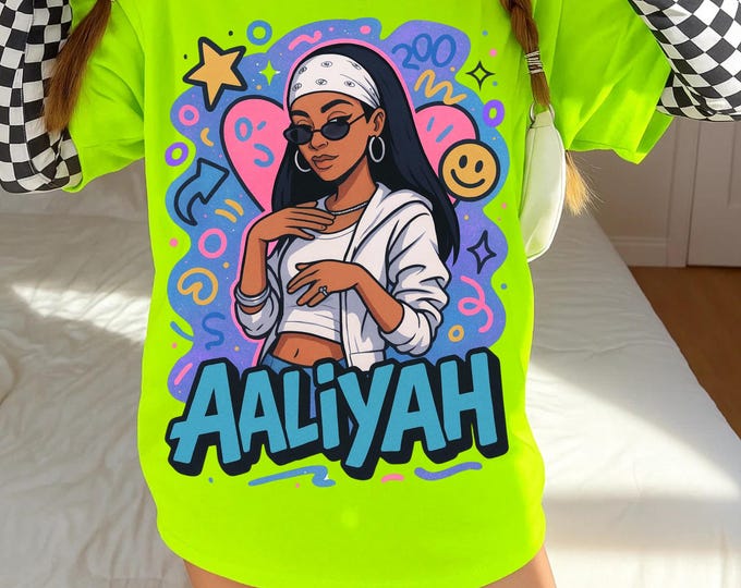 Aaliyah-Inspired Retro Streetwear Unisex Cotton Tee: Music Lover's Casual Fashion Statement