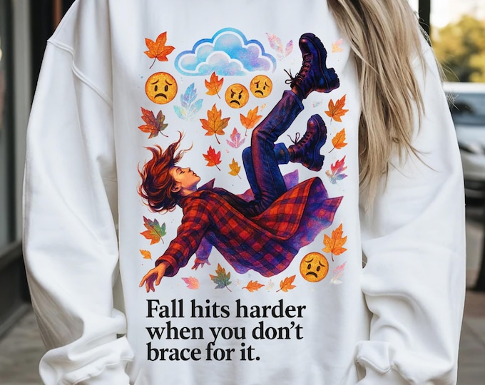 Cozy Autumn Crewneck: Funny Fall-Themed Unisex Sweatshirt for Seasonal Fashion Lovers