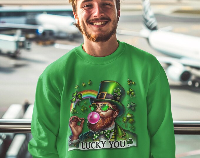 Parody Personalizable St Patrick's Day Leprechaun Bubble Gum Sweatshirt, Funny Holiday Movie Characters Shirt