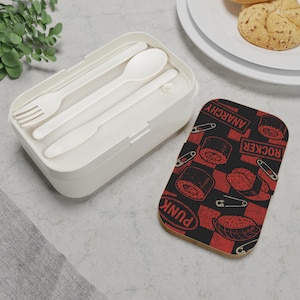 Punk-Inspired Bento Lunch Box: Vintage Anarchist Design for Stylish Meal Prep & School Lunches