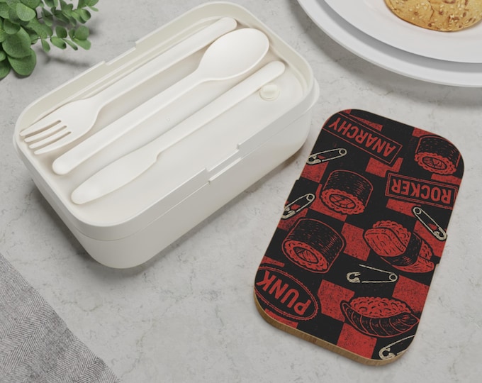 Parody Rockin' Bento Lunch Box for Punk Lovers, Unique Meal Prep Container, Stylish School Lunch Box, Vintage Anarchist Design
