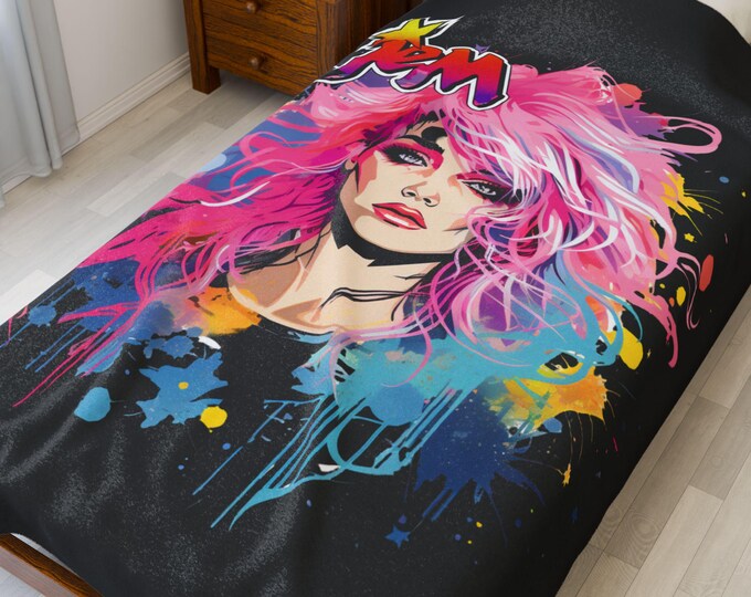 Parody Jem Inspired Velveteen Plush Blanket, Cozy Throw for Fans, Colorful Gift for Birthdays, Home Decor, Soft Blanket for Movie Nights