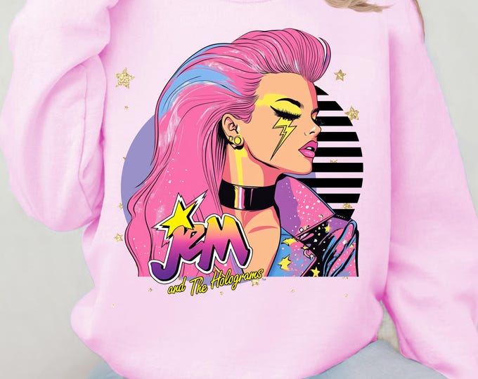 80s Cartoon Parody Sweatshirt: Jem and Friends Retro Unisex Crewneck for Nostalgic Fashion Lovers