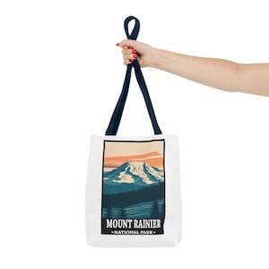 Mount Rainier National Park Tote Bag Washington Mountain Tote, Wildflower Hiking Gift, Pacific Northwest Adventure Souvenir, Eco Canvas Bag