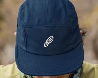 Running Shoe Print 5 Panel Cap, Embroidered Hat, Baseball Hat for Campers, Gift for Runner, Running Hat, Mens Hat, Outdoor Gift for Him