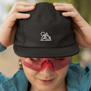 Mountains 5 Panel Hat, Granola Girl Hat, Outdoorsy 5-Panel Hat, Embroidered Hat for Women, Hiking Hat, Running Hat, 5-panel for Woman