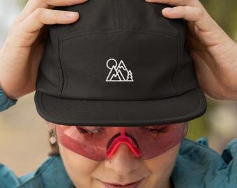 Mountains 5 Panel Hat, Granola Girl Hat, Outdoorsy 5-Panel Hat, Embroidered Hat for Women, Hiking Hat, Running Hat, 5-panel for Woman