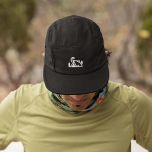 Tent and Trees 5 Panel Hat, Embroidered Hat, Baseball Hat for Campers, Hiking Hat, Running Hat, Camping Hat, Outdoor Gift for Him, Mens Hat