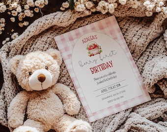 Berry First Birthday Invitation: Strawberry Theme (Digital Download)