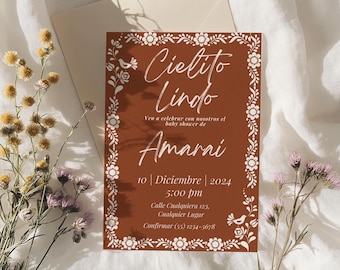 Cielito Lindo Baby Shower Invitation, Talavera, Mexican Fiesta (Digital Template)