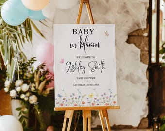 Wildflower Baby Shower Welcome Sign: Baby in Bloom (Digital Download)