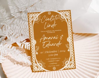 Cielito Lindo Wedding Digital Invitation, Customizable Talavera Design, Wedding Invite, Instant Download, English & Spanish