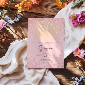 50th Birthday Invitation For Women, Editable 50th Invite, Digital Rustic Fifty Party Invite For Her, Birthday Invite For Her