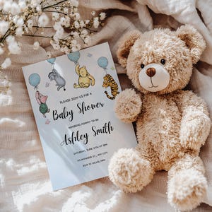 Winnie the Pooh Baby Shower Invitation: Classic Design (Digital Template)