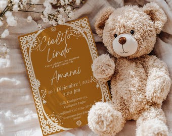 Brązowe zaproszenie na baby shower w kolorze Talavera: Cielito Lindo Digital Invite (Digital Download)