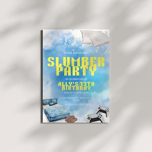 13th Birthday Invitations, Slumber Party, 13th Birthday Invitation Boy, Sleepover Invitation, Digital Download, Birthday Invite, Editable
