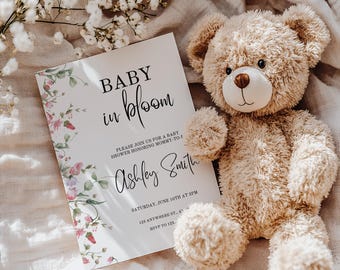 Uitnodiging voor babyshower wilde bloemen: uitnodiging Baby in Bloom (digitale download)