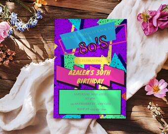 Editable 80s Birthday Party Invitation (Digital Invite)