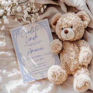 Blue Cielito lindo baby shower invitation blue talavera invitation Mexican baby shower papel picado invite editable Spanish & English