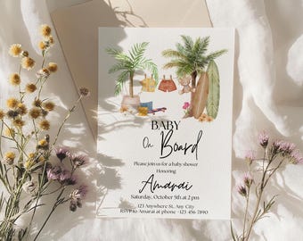 Surfer Baby Shower Invitation: Custom Beach Theme (Digital Download)