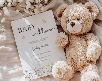 Invito Baby In Bloom: Baby Shower con fiori di campo (download digitale)