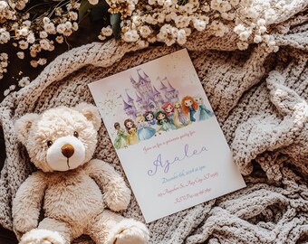 Princess Birthday Invitation: Pink & Gold, Editable (Digital)