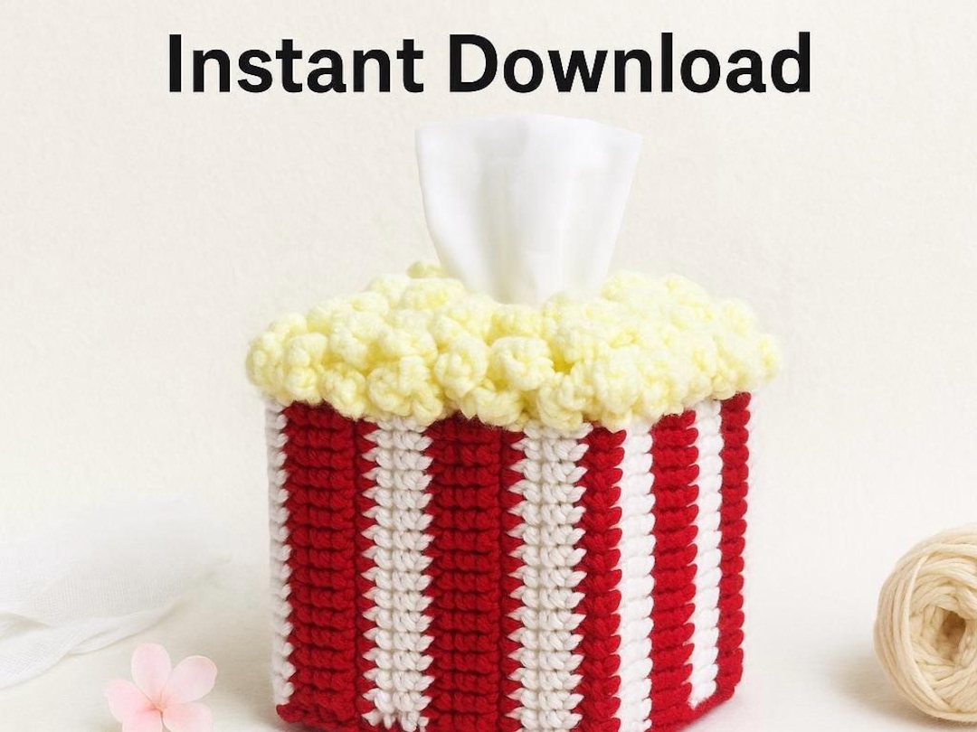 Crochet Tissue Box Cover Pattern | Popcorn Cozy (PDF Download) - Etsy