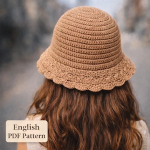 Molde de chapéu de crochê em PDF | Chapéu de sol com borda recortada (download digital)