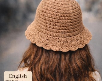 Crochet Bucket Hat Pattern PDF | Scallop Edge Sun Hat (Digital Download)