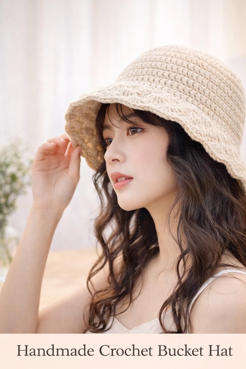 Crochet Bucket Hat Pattern PDF | Scallop Edge Sun Hat (Digital Download) image 2