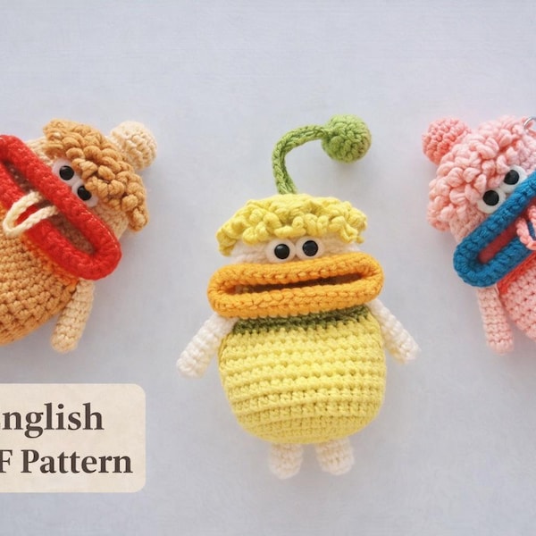 Modèle au crochet de porte-clés monstre PDF | Housse pour porte-clés | Étui à clés Amigurumi