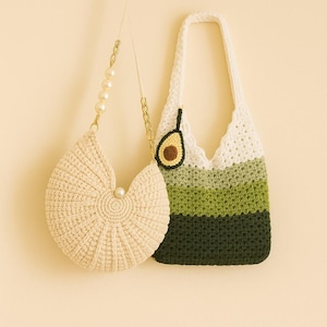 Crochet Pattern Bundle | Seashell Bag & Bow Coin Pouch Purse Tutorial (PDF Instant Download)