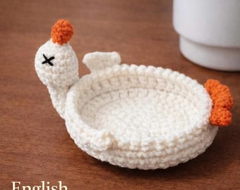 Little Goose Coaster Crochet Pattern ,  Duck Mug Rug, Amigurumi Coaster (PDF Download)